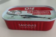 La sterilità commerciale 125g ha inscatolato il pesce della sardina in olio di soia
