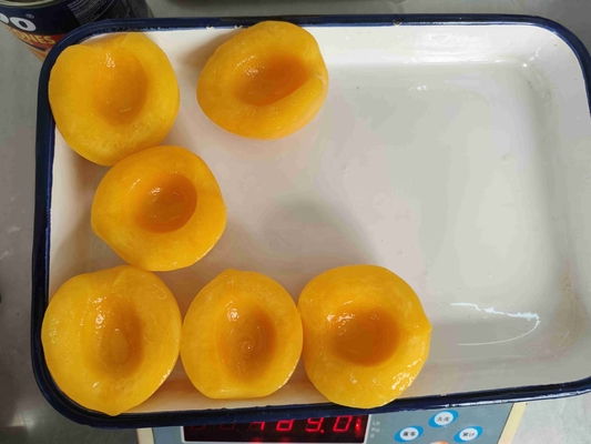 400 g/confezione di pesche gialle in scatola con informazioni nutrizionali sul ferro