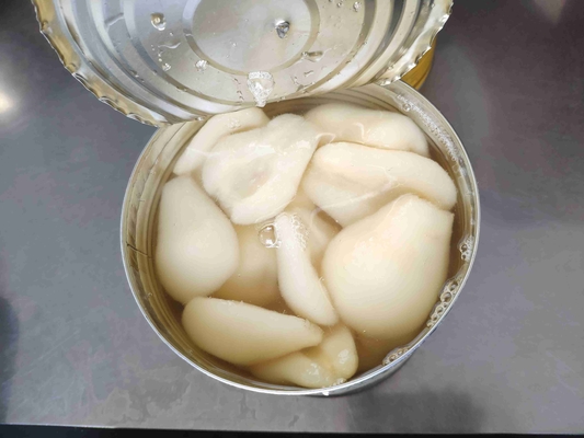 Processo di conservazione sciroppo pera in scatola dimezza 100% fresco gusto naturale