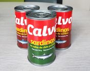 Pesce inscatolato piccante caldo della sardina in dimensioni ed imballaggio su ordinazione della salsa al pomodoro