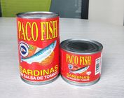 Sardine inscatolate del pesce della sardina dell'etichetta privata in salsa al pomodoro senza ossa