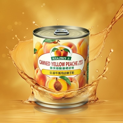 Grado sano A Pesche gialle in scatola Frutta in sciroppo leggero 1800g Peso drenato