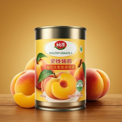 Grado sano A Pesche gialle in scatola Frutta in sciroppo leggero 1800g Peso drenato