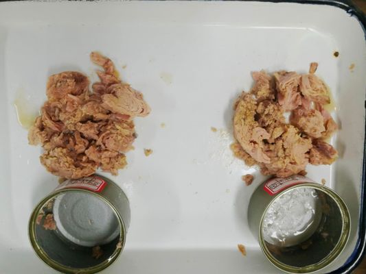 Il sapore delicato 80g ha inscatolato Tuna In Paper Label Tin leggera
