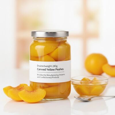 Frutta in scatola Pesce giallo in scatola Peso di scarico 240 g Brix Ideale per la produzione di dolci e prodotti dolci